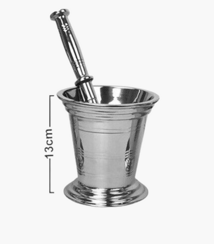 Stainless Steel Mortar and Pestle Set Spices herbs Grinder Hand Crusher Mixing Bowl 13, 10, 5 CM