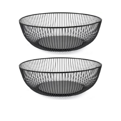 2 X DURANE Metal Wire Fruit Bowl Stand Kitchen Living Room Office Mat WIRE Black