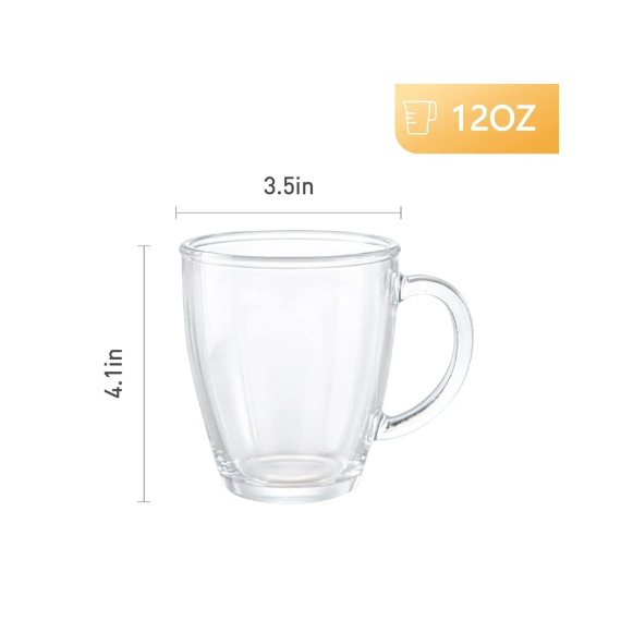 4 GH Barrel Coffee & Tea Mugs Cups 310ml, Extra Large With Thick Rim, Toughened