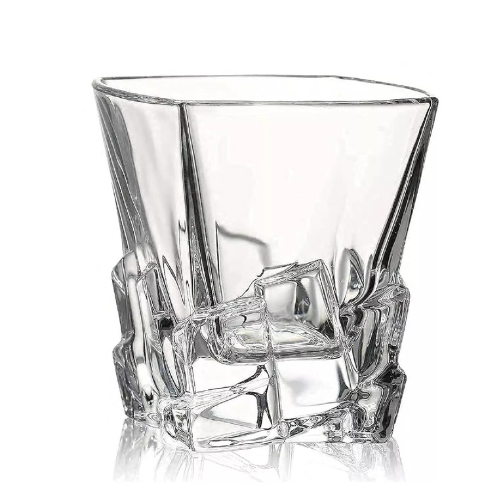 6 X 280ML Premium Elegant Trending Crystal Ice Cubes(Ice Berg) Design Heavy Bottom TUMBLER Glasses