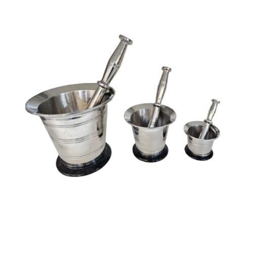 Stainless Steel Mortar and Pestle Set Spices herbs Grinder Hand Crusher Mixing Bowl 13, 10, 5 CM