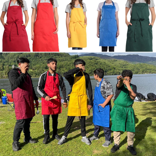 Adjustable Bib Apron with Long Ties for Women Men kids summer picnic camping painting adjusatble aprons Chef Kitchen Cooking restaurant, bakery ,cafe, kitchen