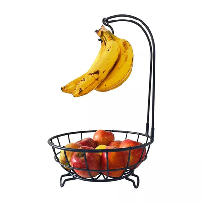 Fruit basket Bowl with Detachable Banana Holder/Fruit & Vegetable Basket, Black Metal