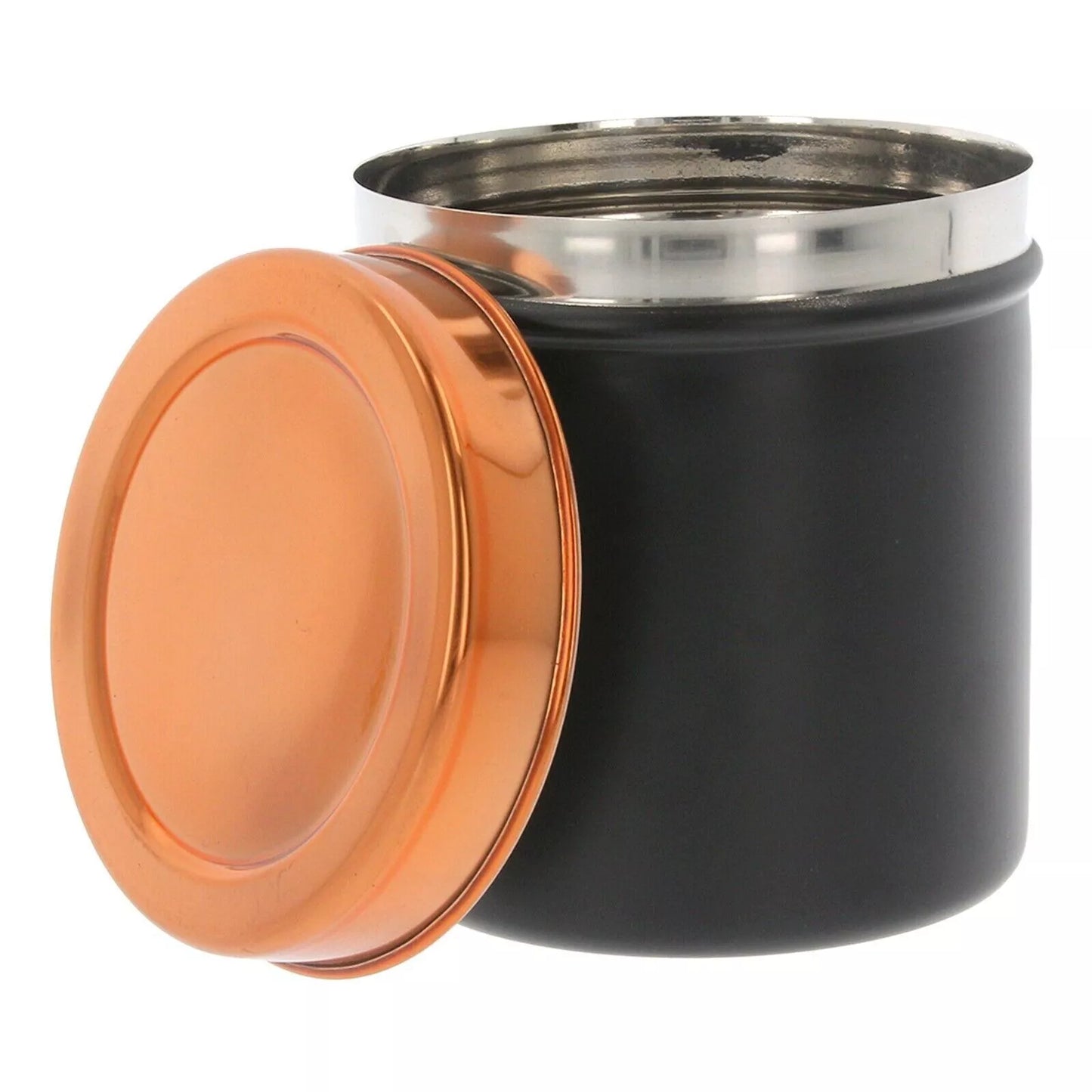 Set of 3 Tea Coffee Sugar Canisters MAT BLACK,Kitchen Storage Jar Pot Metal