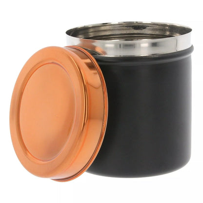 Set of 3 Tea Coffee Sugar Canisters MAT BLACK,Kitchen Storage Jar Pot Metal