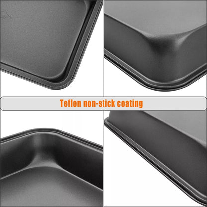 Set of 3 Non-Stick Oven Baking Trays, Carbon Steel Roasting Trays, 34, 32, 30cm PAN