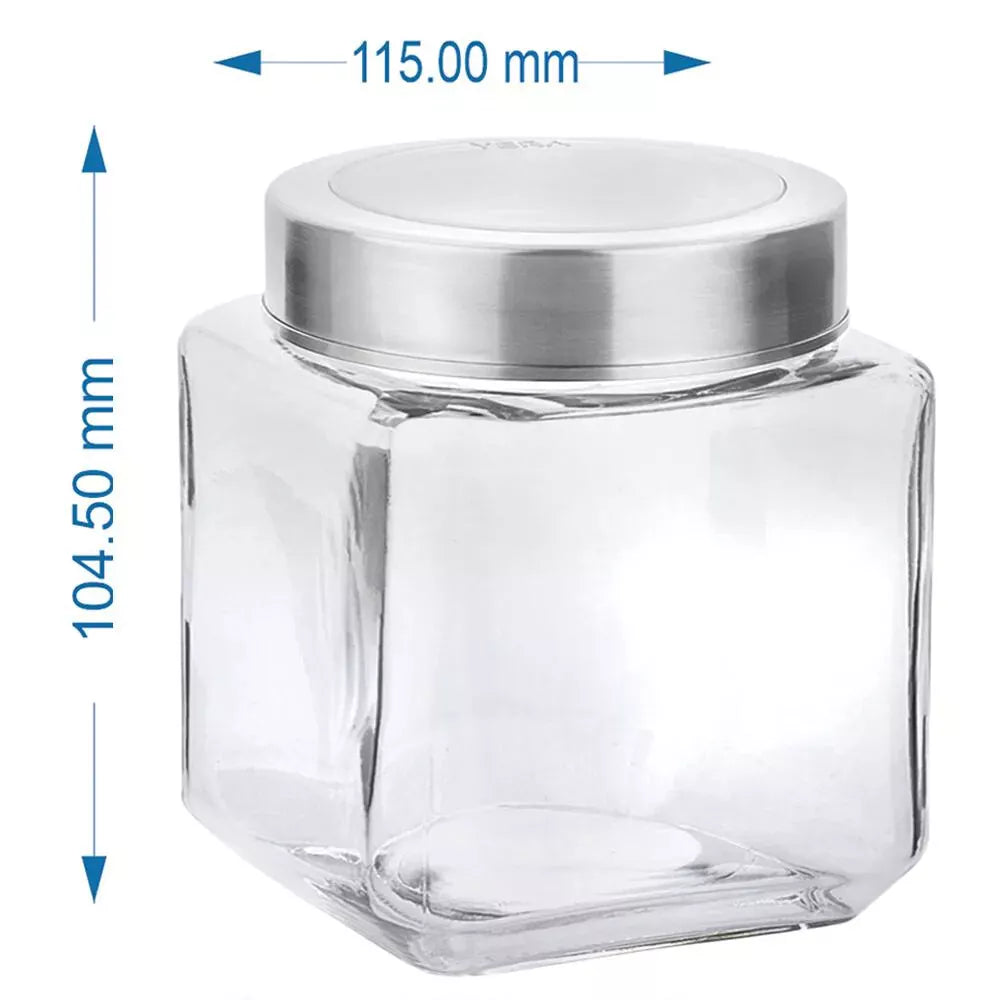 Glass Food Storage Jar with airtight lid Transparent Barni for Kitchen, Aachar Pickle, Dal, Dry Fruits, cookies, nuts