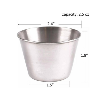 12 Pack S/ Steel Condiment Sauce Cups Great for Dipping and Portion Cups, 2.5 OZ