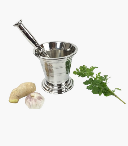 Stainless Steel Mortar and Pestle Set Spices herbs Grinder Hand Crusher Mixing Bowl 13, 10, 5 CM