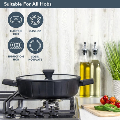 Blackmoor Neuvo 24cm,28cm,30cm Non-Stick Stock Pan with Lid & soft touch handles/ Induction, Electric, Gas Hobs