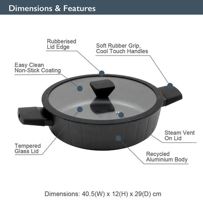 Blackmoor Neuvo 24cm,28cm,30cm Non-Stick Stock Pan with Lid & soft touch handles/ Induction, Electric, Gas Hobs