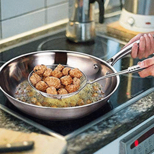 Stainless steel spider strainer skimmer spoon with long handle