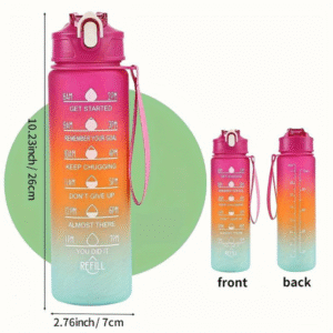 1 litre rainbow motivational sports water bottle with time marker