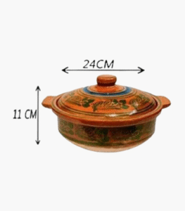 Traditional clay pot handi with lid for slow cooking