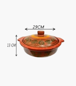 Traditional clay pot handi with lid for slow cooking