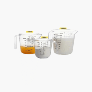 Set of 3 plastic measuring cups in 1000 ml, 600 ml and 300 ml