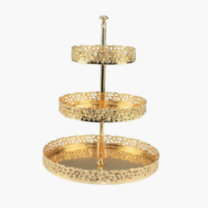 3 tier gold plated cake stand tray 24cm