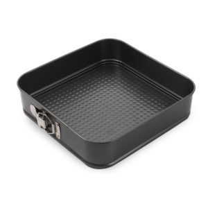 3 piece non-stick cake pan set in round, heart and square shapes
