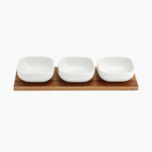 3 piece set of white ceramic round dip bowls