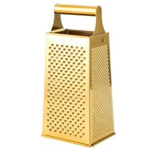 Large 4 sided gold stainless steel box grater with handle