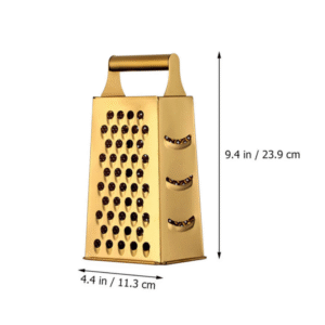 Large 4 sided gold stainless steel box grater with handle