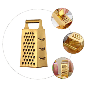 Large 4 sided gold stainless steel box grater with handle