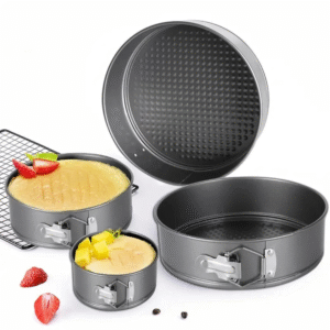 4 piece non-stick springform cake pan set in black
