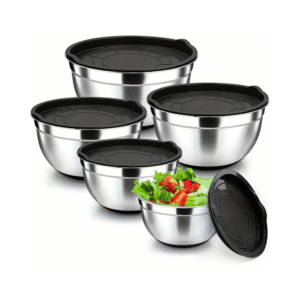 5 piece stainless steel mixing bowls with airtight lids