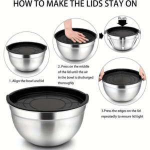 5 piece stainless steel mixing bowls with airtight lids