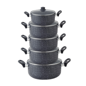 5 piece non stick pots set from 20 to 28 cm with glass lids
