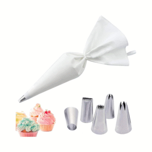 5 piece cake decorating tool kit with piping bag and nozzles
