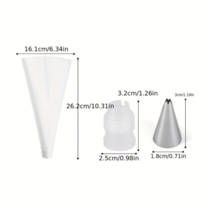 5 piece cake decorating tool kit with piping bag and nozzles