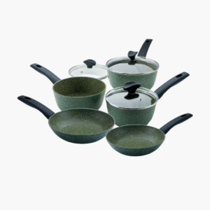Aluminium non stick stockpot set with tempered glass lids