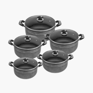 5 piece non stick pots set from 20 to 28 cm with glass lids