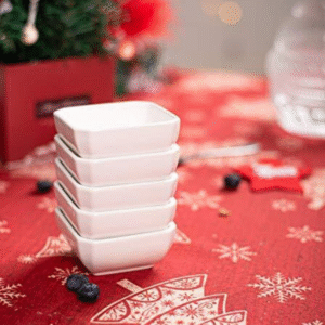 6 pack of small white square ceramic dip bowls