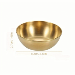 6 small stainless steel sauce dishes in silver and gold