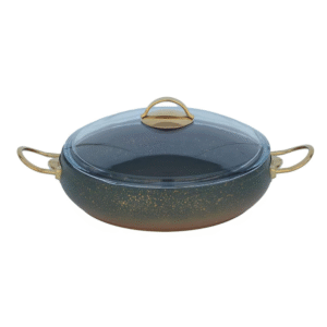 9 piece granite copper ball shape cookware set with glass lids