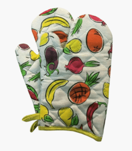 Decorative oven mitts in 2 assorted designs