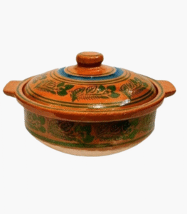 Traditional clay pot handi with lid for slow cooking