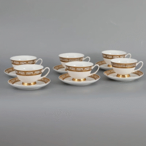 Bone china tea cups and saucers 12 piece gold trim set