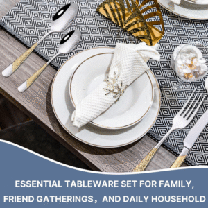 24 piece gilded cutlery set with gold holder rack