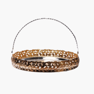Gold silver gift hamper basket oval plated tray