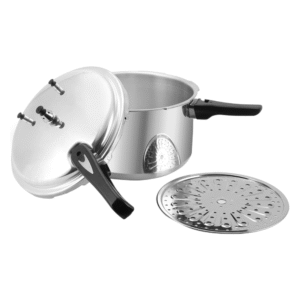 Dual handle aluminium pressure cooker steamer pot