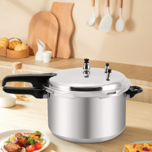 Dual handle aluminium pressure cooker steamer pot