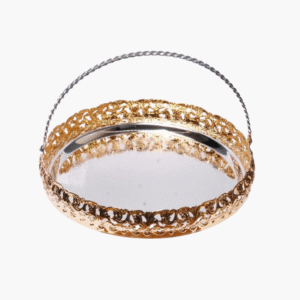 Gold silver gift hamper basket oval plated tray