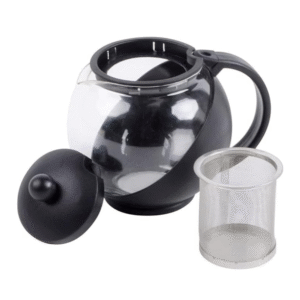 Half moon glass teapot with detachable stainless steel infuser