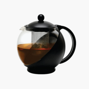 Half moon glass teapot with detachable stainless steel infuser
