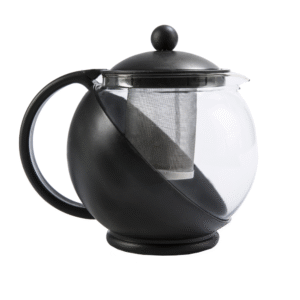 Half moon glass teapot with detachable stainless steel infuser