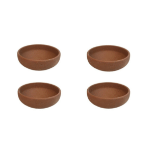 Set of 4 plain handcrafted clay bowls for rice, curry and soup
