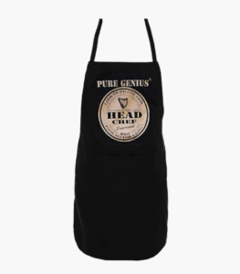 Pure Genius black chef apron with two pockets